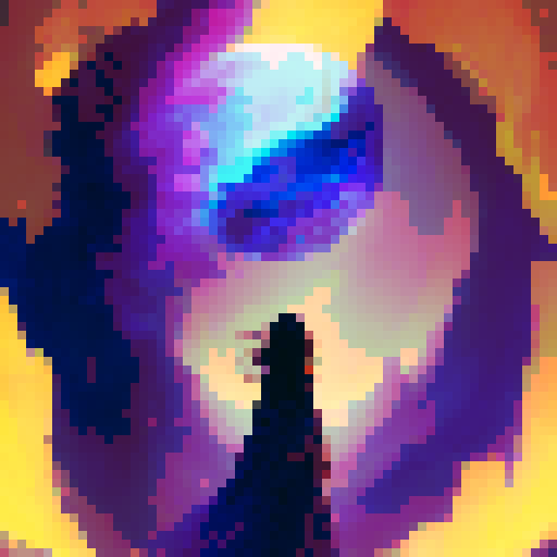 Young bohemian witch with flowing hair and colorful attire, gazing into a glowing crystal ball, view as if you are the client, surrounded by magical items and candles.