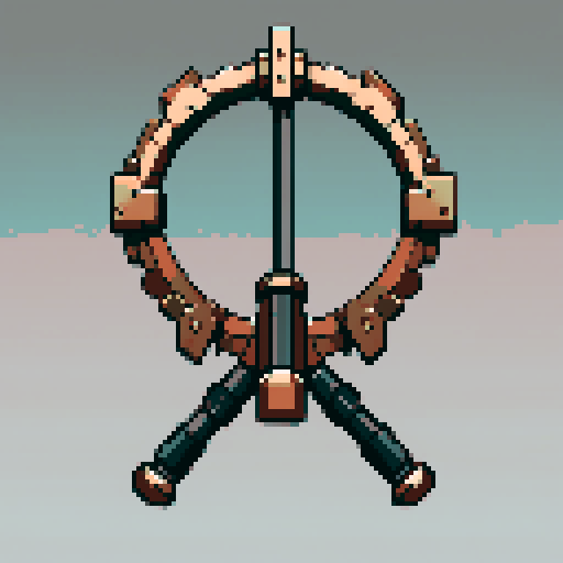 I want a copper structure reminiscent of a mounted weapon of some sort seen from a head on two dimensional perspective. The design should be relatively simple. I also want this object usable as an asset in a videogame, meaning only one object per image, outlined with a strong black stroke, on a solid-color background.