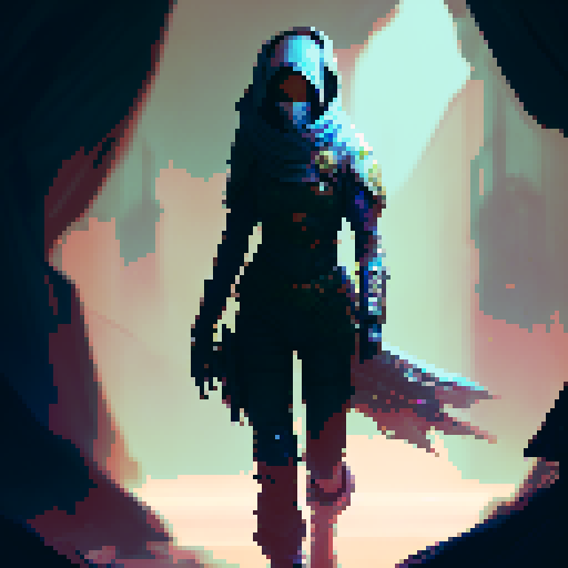 Female Thief, stealthy, slyly evading detection, with a thin frame, Looking around, in a fantasy Medieval RPG art style