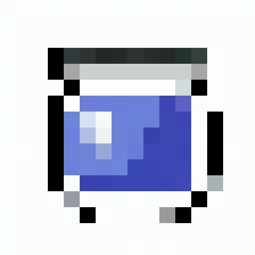 a magic jar character, filled with blueberry jam