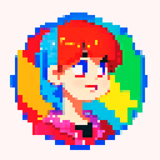 pixelated characters in vibrant, retro colors, with distinct hairstyles and accessories, showcasing the charm of pixel art in a visually stunning sRGB palette