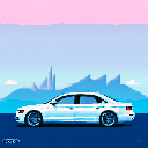 Photorealistic, centered Audi A8 in a three quarter view, clean background, pixel art style with sRGB colors