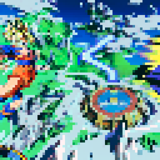 Dragonball xenoverse, vibrant colors, pixelated characters, action-packed battles, dynamic poses, detailed landscapes, futuristic cityscape, energy blasts, flying characters, intense facial expressions, iconic hairstyles, iconic costumes, martial arts stances, anime-inspired, epic transformations, anime-style clouds, fiery explosions, laser beams, glowing auras, dramatic lighting, intense shadows, sleek animations, fast-paced movement, cel-shaded graphics, , dynamic camera angles