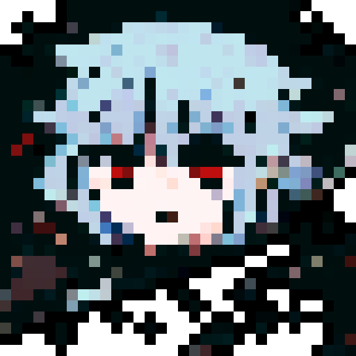 Close up, dark-themed ninja character with a mysterious gaze, anime-style, pixel art