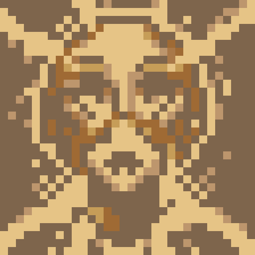 Human figure , faceless, nude, wielding a bow or throwing object, targeting animal, greenery background, pixel art, sRGB