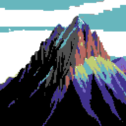 large mountain at night, large dark blue sky, viewed from afar, retro, nostalgic feel