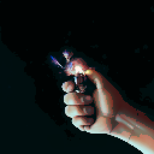 Hand holding lighter, spark, light