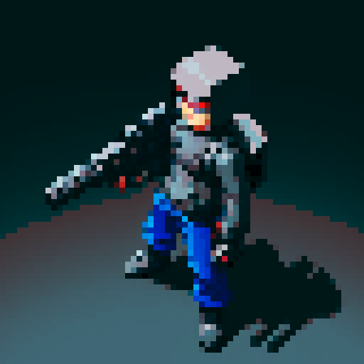 Game character rogue-like game with top view, regular guy with a gun, cyberpunk, gray background, 16-bit, controls time, fires from gun, firing, shooting