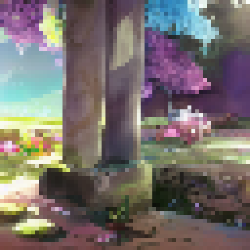 Vibrant wildflowers bloom against a majestic mountain range in Jubilee's stunning landscape portrait, complete with cascading waterfalls and a vibrant blue sky.