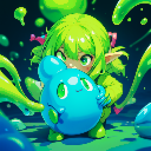 Bouncy slime, cute slime monster, slime bouncing, slime splatter
