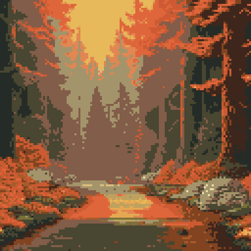 towering redwood forest in autumn golden hour lighting muted tones