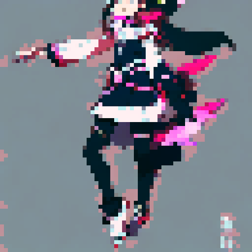 Black-haired, white-skinned girl with piercing red eyes elegantly dances through the air, rapier glinting in the moonlight, surrounded by swirling cherry blossom petals in a breathtakingly beautiful anime-style scene