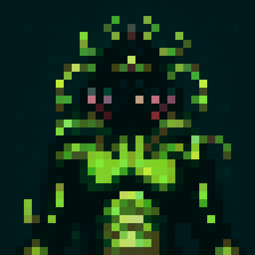 Monkey head with furrowed brow, fierce expression, and sharp teeth, depicted in 32x32 pixel art with a dark, medieval color scheme and skillful shading to create a close-up portrait reminiscent of a game icon