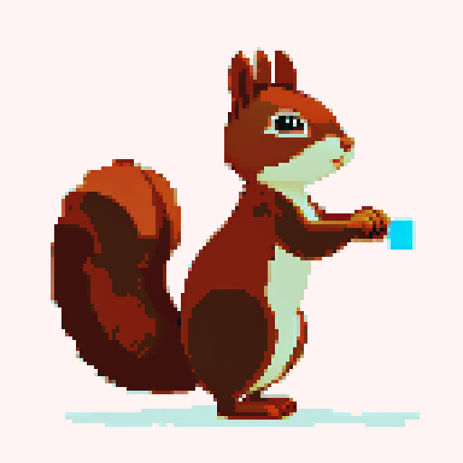 squirrel standing sideways against a clear single color background