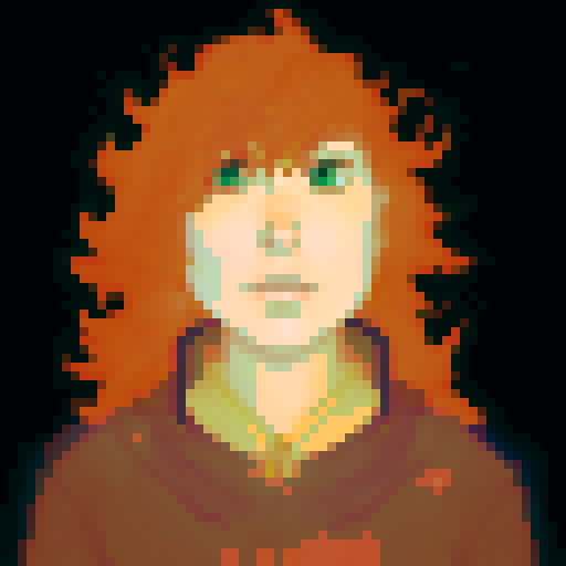 Please generate portrait art for a fantasy character. The character is a readhead busty woman with long hair a brown tunic.