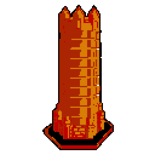 2d Red clay tower. Usable as an asset (clear, thick lines and a white background). Put a black stroke around the composition
