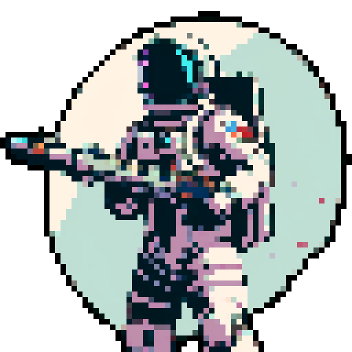 Pixel art of a astronaut in a white spacesuit, standing upright, retro-style 16-bit, 32x32, simple design for a space survival game, white color with black visor, no background, transparent edges
