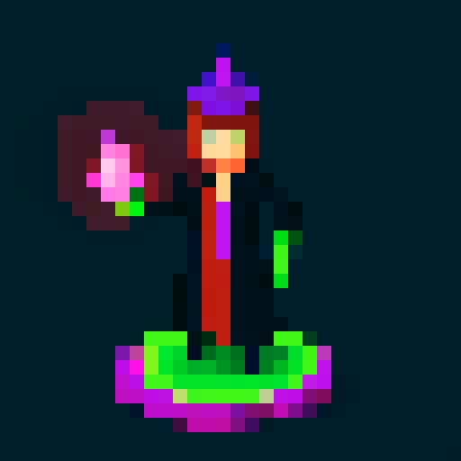 Full body warlock casting a spell, RPG game inspired, purple and green colors