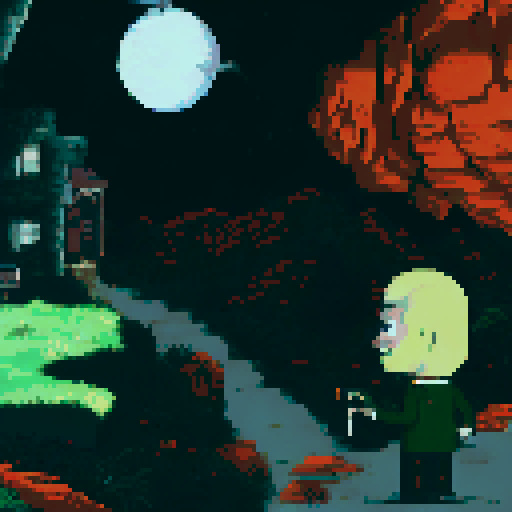 Square jaw protagonist in the bottom right with cigarette and shiny golden gun in left hand, dark green top, brown trousers, only change the character
