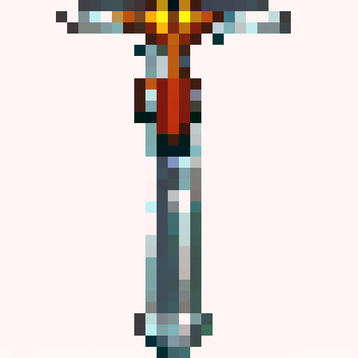 32x32 pixel metal sword icon with sharp edges, glinting in the light, crafted with intricate details and unique engravings, ready to be wielded by a skilled warrior in a close-up portrait skill art style.