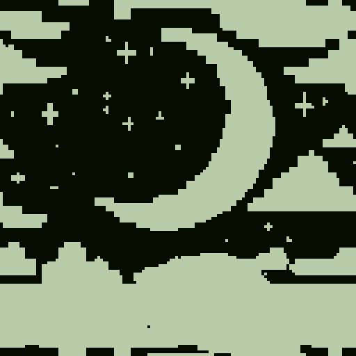 moon in cloudy night sky interesting dithering patterns and stars pixel art high detail