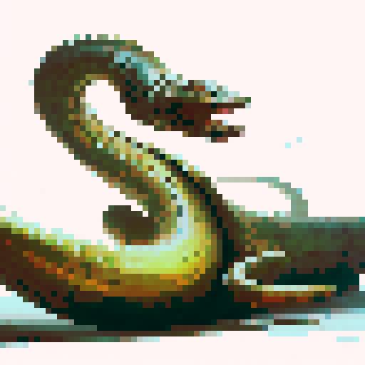 Vicious looking spined snake coiled and ready to attack