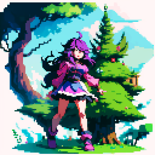 Cute girl fullbody sprite. Looks like Kris from Deltarune or Noelle from Deltarune
