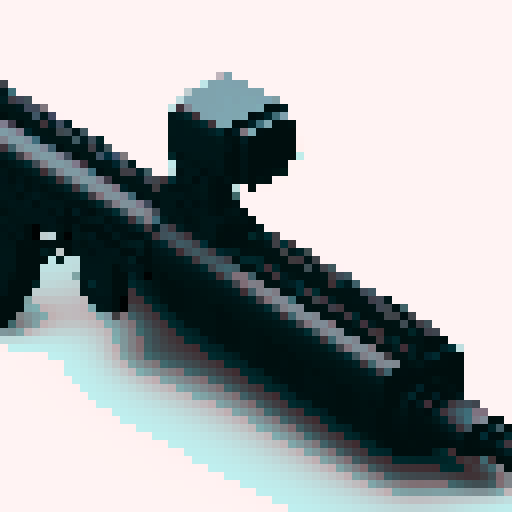 M4A1 Rifle icon, white background, black icon, pixel art