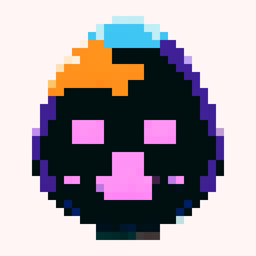 2D Minecraft item texture for corrupt egg using mainly black but its leaking some radiant and luminescent blues and purples