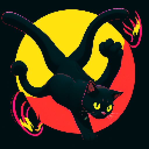 single jumping black cat with claws, vibrant sRGB colors, Sega genesis 16-bit style, pixel art