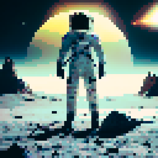 Astronaut floating above the gray, desolate surface of the moon, with a sleek, futuristic spacesuit and helmet, while grasping a glossy, vibrant "Moon Mag" featuring vivid, high-resolution images of lunar landscapes and space exploration, all rendered in a hyper-realistic, digitally-enhanced style.