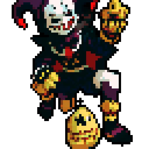 evil jester puppet, dark and twisted, vividly colored, with a mischievous grin, in a mystical, gothic castle