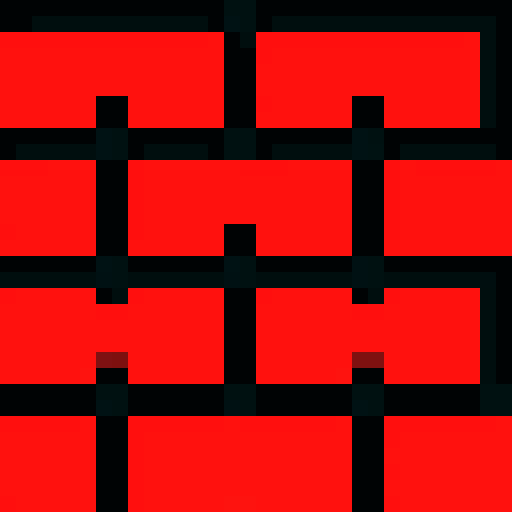 red brick, pixelated, textured, vibrant colors, sharp edges, 8-bit style, retro aesthetic, blocky formations, low resolution, vibrant palette
