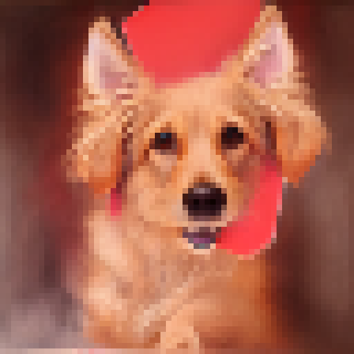 Eager, curious dog, staring intently at a red, diamond playing card on a rustic, wooden table in a watercolor style.