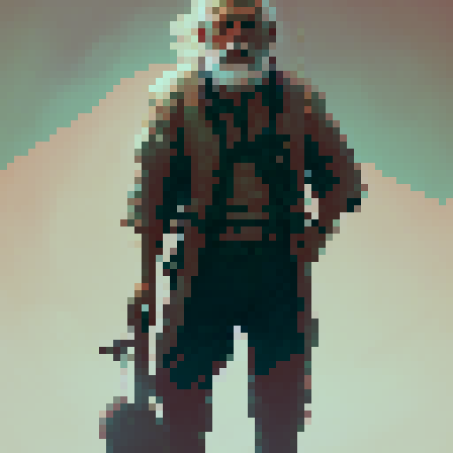 Fisherman grandpa portrait, weathered face, flowing white beard, holding a mystical fishing rod, in a fantasy RPG style