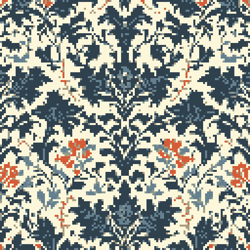 nordic symmetrical wallpaper by william morris. high contrast limited color palette.