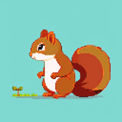 squirrel standing sideways against a clear single color background