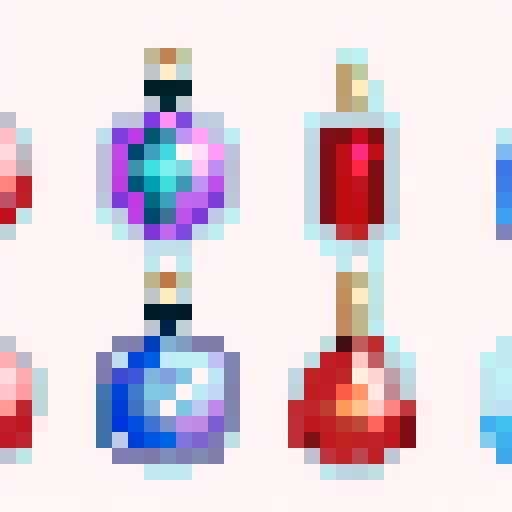 Magical spell potions, dungeons and dragons, lab scientist experiment.