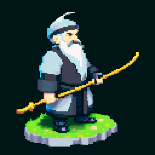 old antropomorphic raven druid with grey beard, with staff in hand