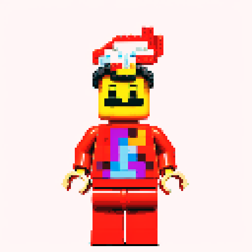 lego pixel, vibrant colors, blocky shapes, small plastic bricks, isometric perspective, retro video game, low resolution, 8-bit graphics, sharp edges, square grid, limited color palette, nostalgic feel, brick-built characters, iconic lego logo, digital recreation, detailed textures, crisp lines, simplified forms, nostalgic gaming vibes