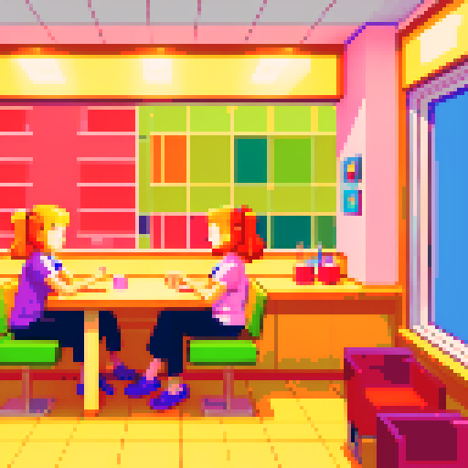 Two girls sitting at a desk in front of each other in a nail salon.