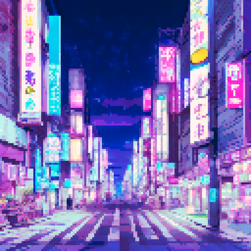 Tokyo at night, make it kinda vaporwave style emphasizing pinks and purples