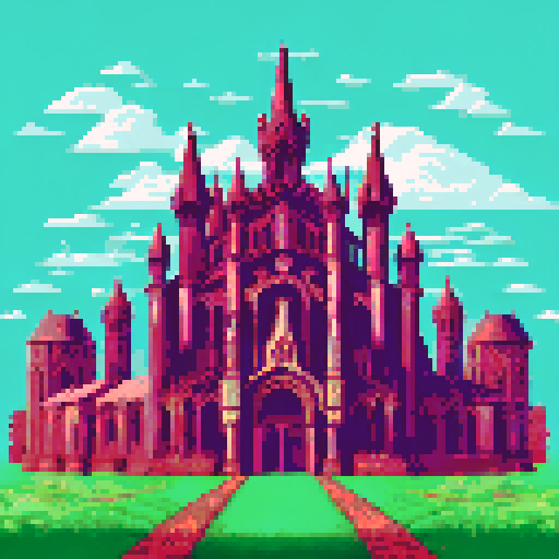 A giant gothic cathedral in the middle of a medieval village