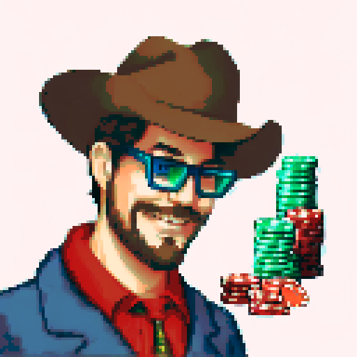 Cowboy wearing glasses gambling on stock market prices
