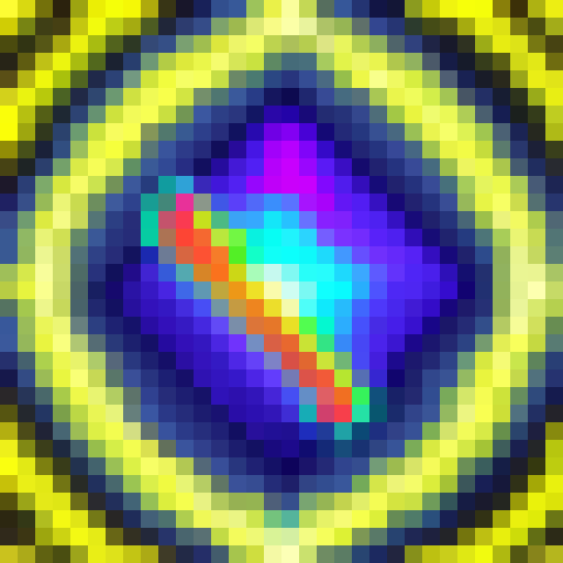 Neon magic bursting with rainbow hues, depicted in 32x32 skill art.