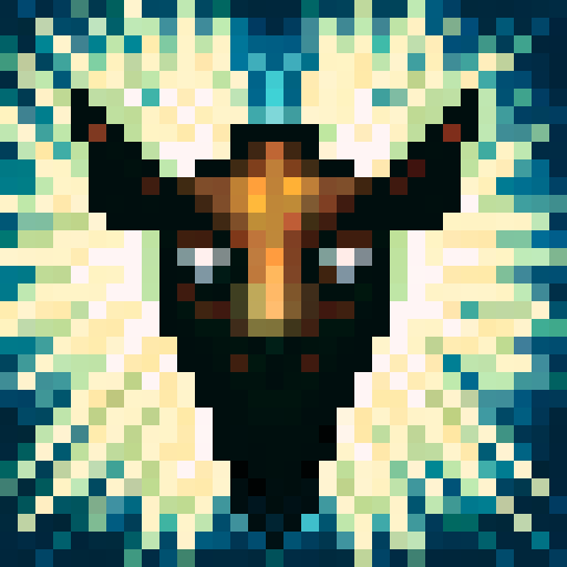 pixel art close up portrait, llama, black bowler hat, red metallic background, game icon, 32x32 skill art