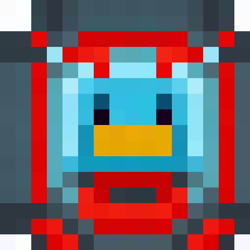 Cute robot with big round eyes, metallic body, and a friendly smile, rendered in a vibrant color palette reminiscent of retro arcade games, framed in a 16x16 pixel art close-up portrait