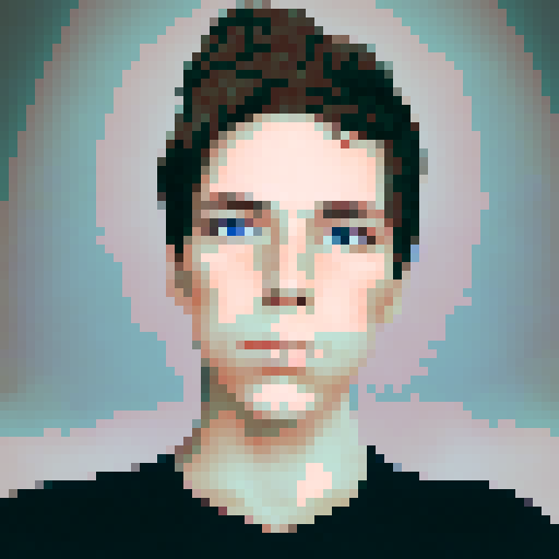 Retro pixel art profile picture portrait, blue eyes