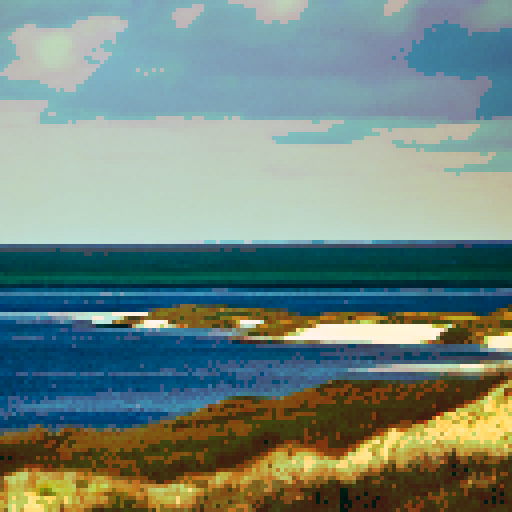 in 2d style side view
Breeze Bay Island is a small piece of land surrounded by clear ocean waters. It is shaped like a peninsula, framed by dense green trees, creating a dense forest cover.

The white sandy beach stretches along the coast, forming a natural promenade. The sand is soft and warm to the touch, inviting you to walk on it barefoot. In the distance, small dunes can be seen rising above the sandy coast.