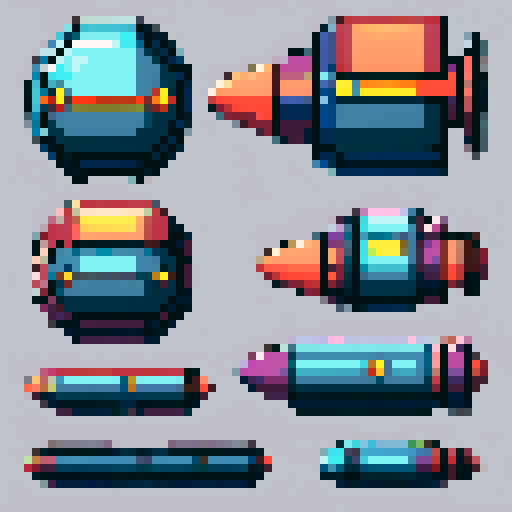 a transparent sprite for a space game. It needs to look like the top view of a futuristic spaceship style of the 90s.